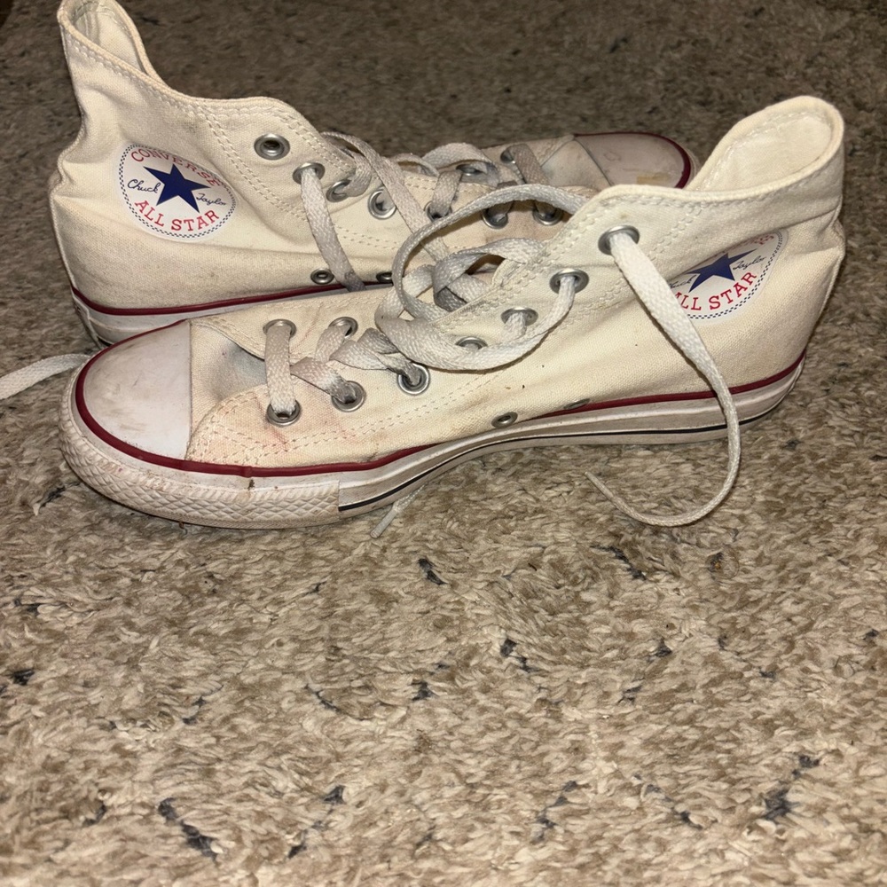 Converse High-Top Sneakers - Cream and Red